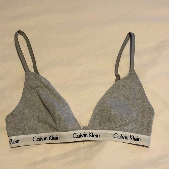 Calvin Klein- cotton unlined triangle bralette (Grey) - Picture 2 of 3